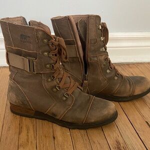 Sorel Women's Distressed Brown Combat Boots